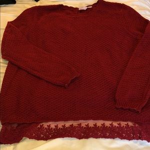 Francesca’s burgundy sweater